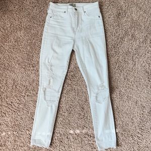 A&F White Ripped Skinny Jeans